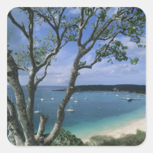 Karibik, Anguilla-Insel, Road Bay Harbour. Quadratischer Aufkleber