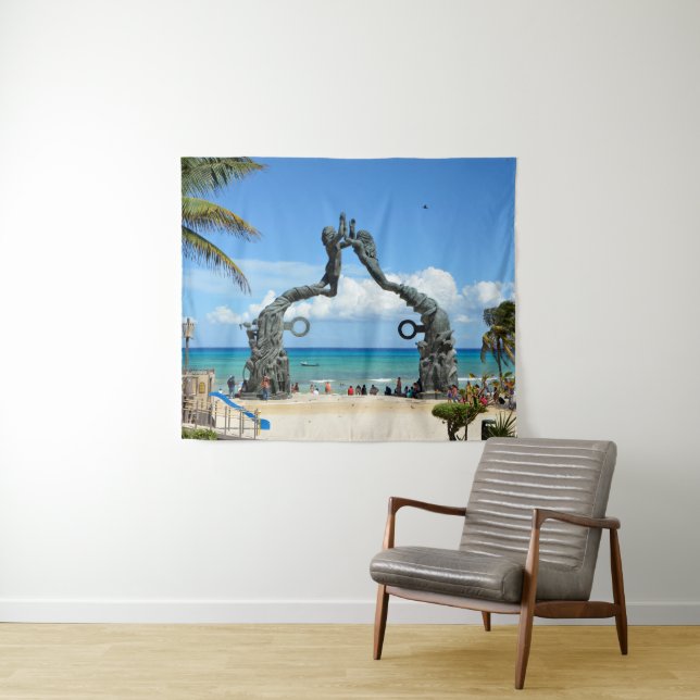 Karibik Beach Szene in Playa del Carmen Mexiko Wandteppich (Beispiel (Horizontal))