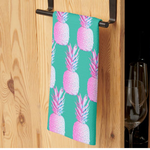 Karibik Blau Farbige Rosa Ananas Geschirrtuch