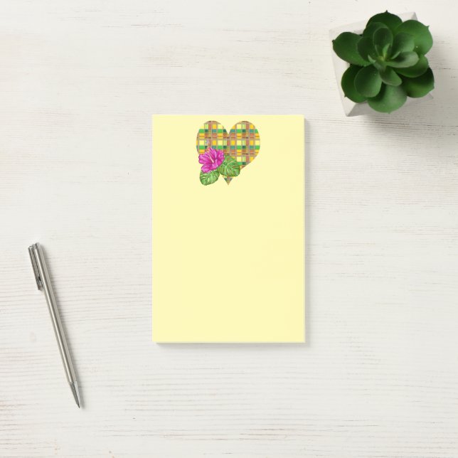 Karibik Buntes Gewebe Madras Kariert Post-it Klebezettel (Büro)