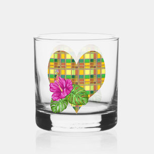 Karibik Buntes Gewebe Madras Karo Whiskyglas