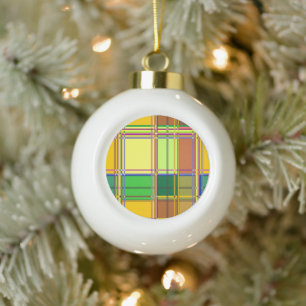 Karibik Buntes Stoff Madras Karo Keramik Kugel-Ornament