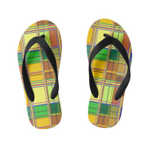 Karibik Buntes Tuch Madras Karo Kinderbadesandalen