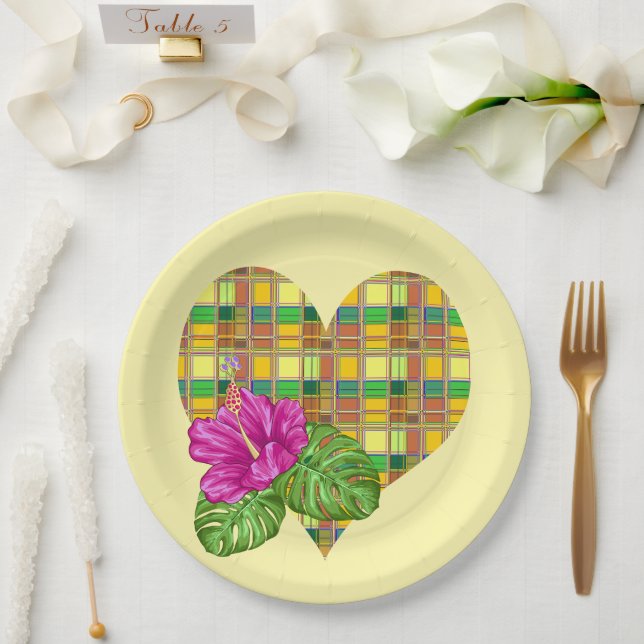 Karibik Buntes Tuch Madras Karo Pappteller (Hochzeit)