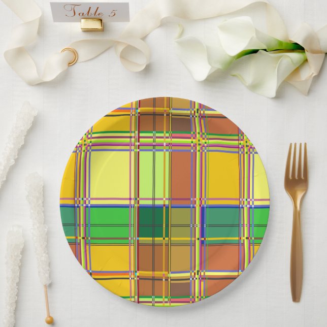 Karibik Buntes Tuch Madras Karo Pappteller (Hochzeit)