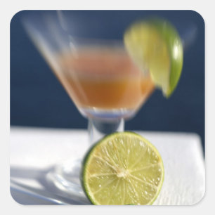 Karibik, Jungferninseln. Tropischer Rum-Punsch, Quadratischer Aufkleber