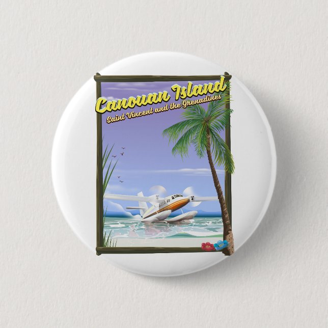 Karibik, Kanuische Inseln Paradies Poster. Button (Vorderseite)