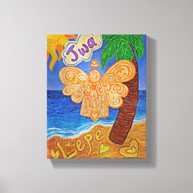 Karibik kreolische Engel Art Wrapped Canvas Malere Leinwanddruck (Vorderseite)