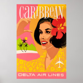 Karibik-Kunstprint Delta Airlines Reiseplakat Poster