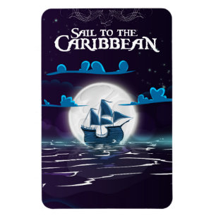 Karibik-Piratentrickfilm-Reise druck. Magnet