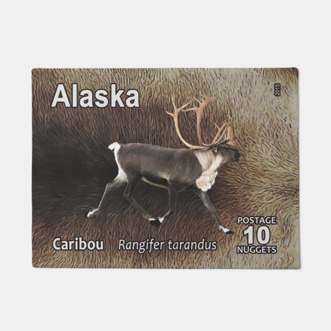 Karibik (Reindeer) - Alaska Postage Fußmatte (Vorderseite)