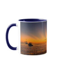 Karibik-Sonnenuntergang-Segelboot-Kaffeetasse