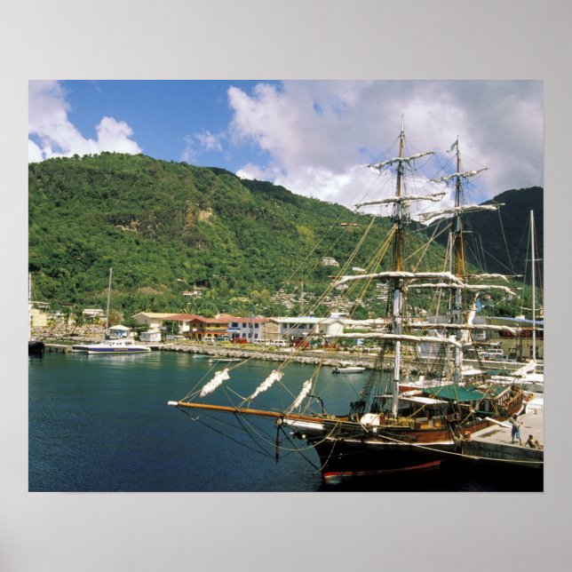 Karibik, St. Lucia, Soufriere. Boote in Poster (Vorne)