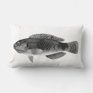 Karibik Tropical Reef Fisch, schwarz, weiß und gra Lendenkissen