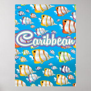 Karibik tropische Fische Reiseplakat. Poster