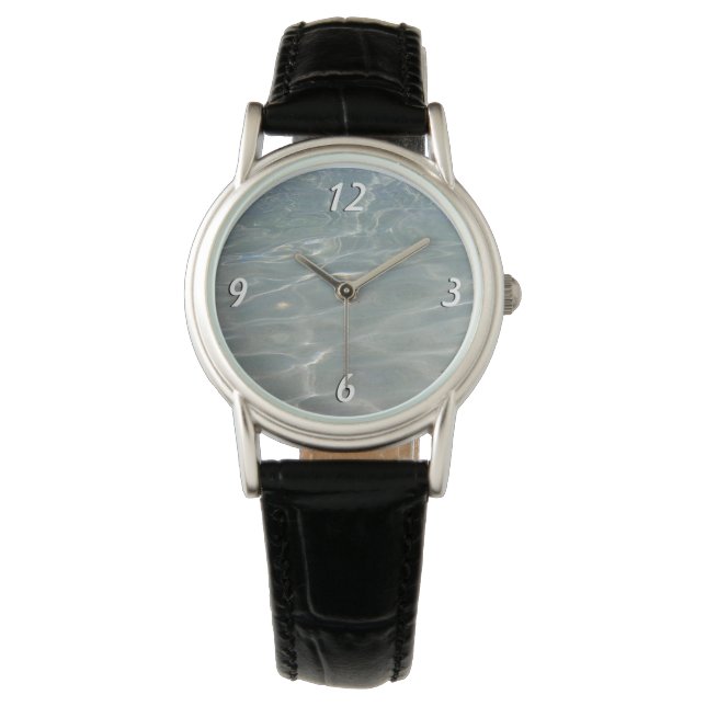 Karibik Wasser Abstrakt blauer Natur Armbanduhr (Vorderseite)