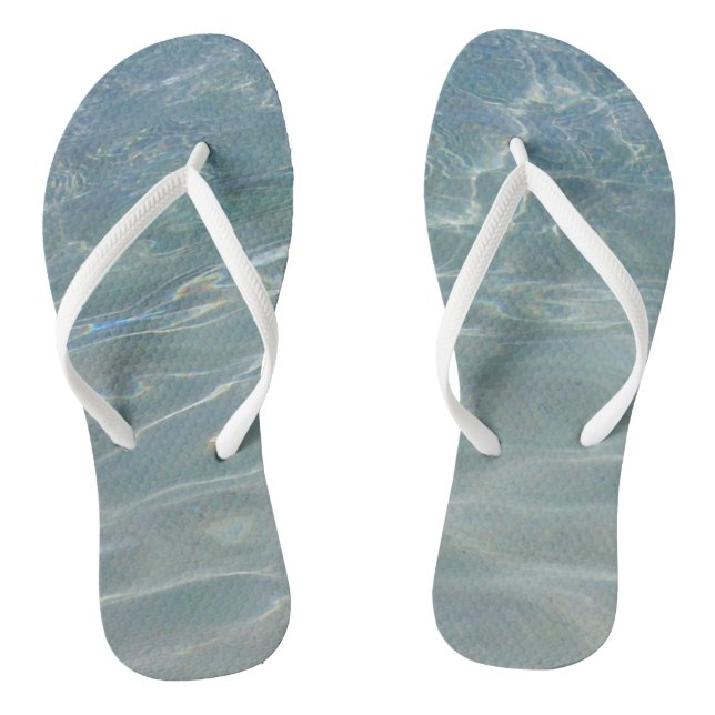 Karibik Wasser Abstrakt blauer Natur Flip Flops (Fußbett)