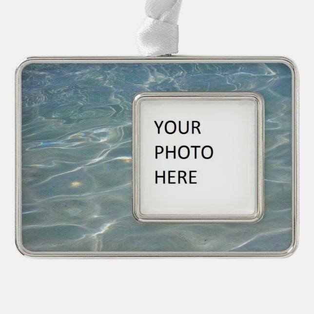 Karibik Wasser Abstrakt blauer Natur Rahmen-Ornament Silber (Vorderseite)