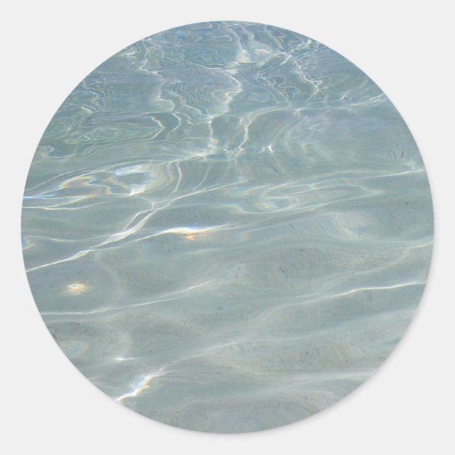 Karibik Wasser Abstrakt blauer Natur Runder Aufkleber (Vorderseite)