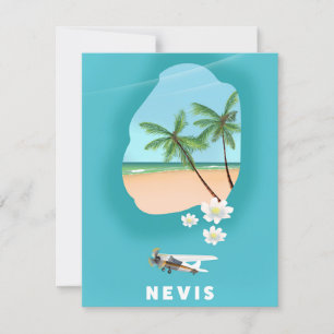 Karibikinsel Nevis Illustrierte Karte.