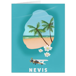 Karibikinsel Nevis Illustrierte Karte.