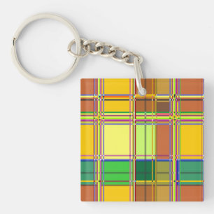 Karibische bunte Stoff Madras Tartan Schlüsselanhänger
