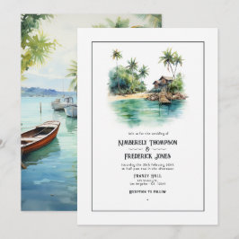 Karibische Hochzeit in Urlaubsort Einladung