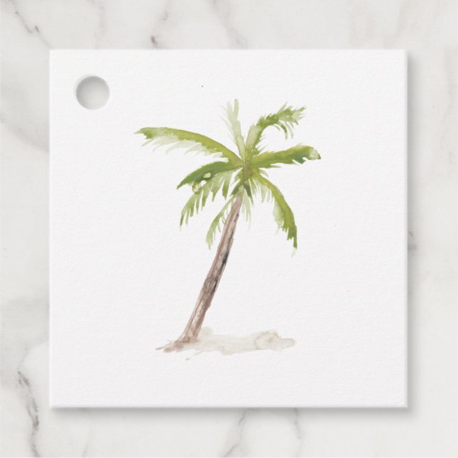Karibische Hochzeit in Urlaubsort Geschenkanhänger (Vorderseite)