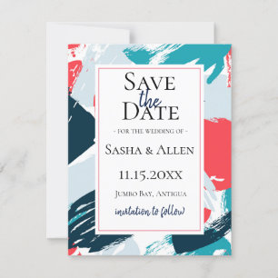 Karibische Hochzeiten in Farbe speichern das Datum Save The Date