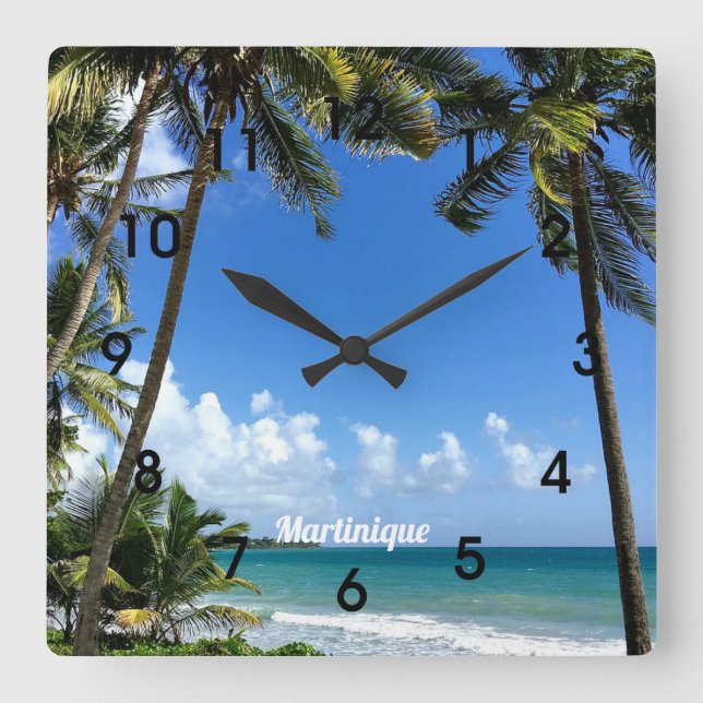 Karibische Insel, Martinique (mit einer Kennzeichn Quadratische Wanduhr (Vorderseite)