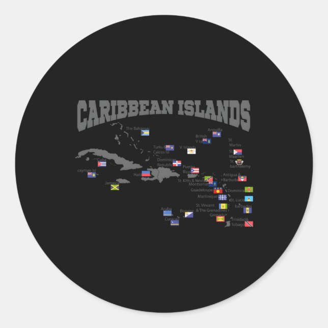 Karibische Inseln Karte West Indies Flags Runder Aufkleber (Vorderseite)