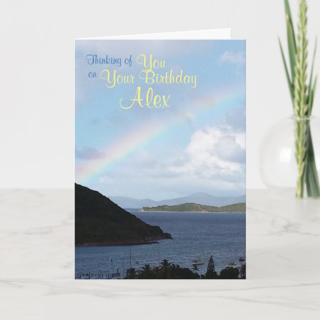 Karibische Inseln mit Rainbow Birthday Karte (Vorderseite)