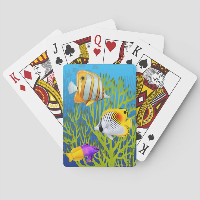 Karibische Korallenriffe Fische spielen Karten Spielkarten (Rückseite)