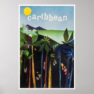 Karibische Kunst Reiseplakat Zuhause Tanzende Wand Poster