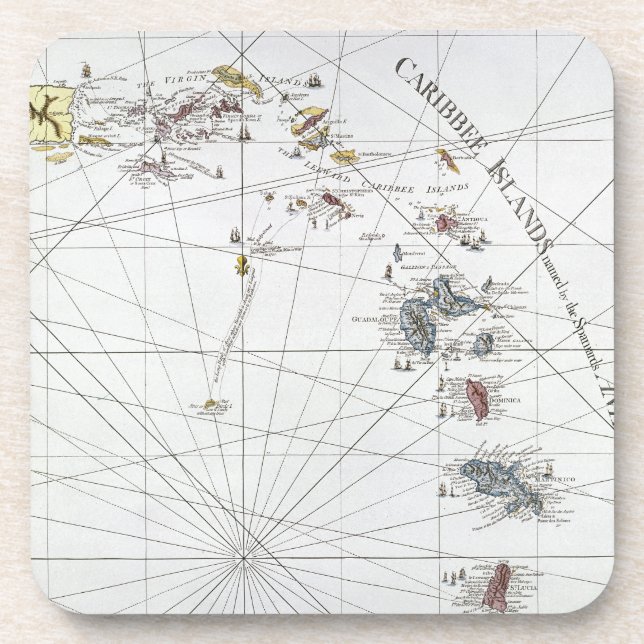KARIBISCHE MEERE: KARTE, 1775 GETRÄNKEUNTERSETZER (Vorderseite)