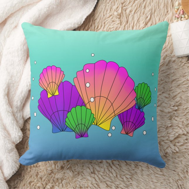 Karibische Muscheln mit Blasen Kissen (Decke)