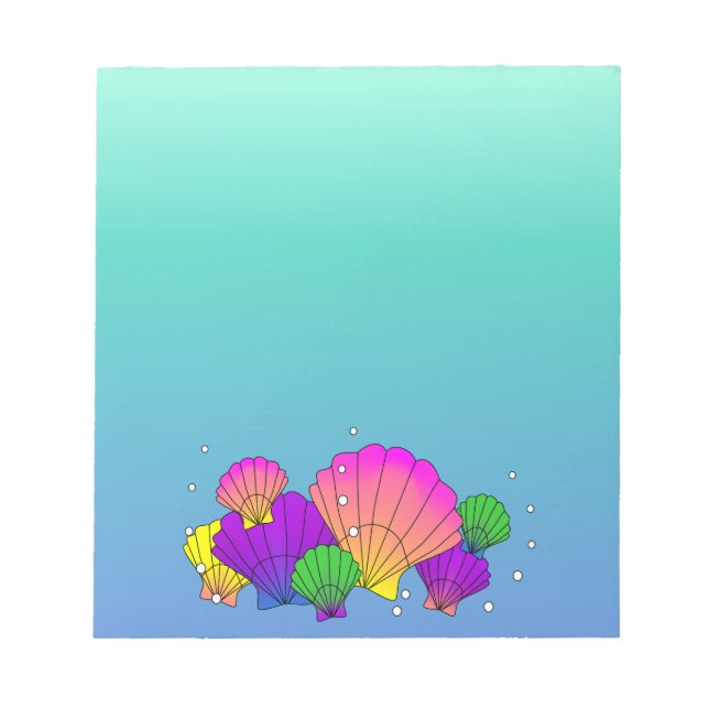 Karibische Muscheln mit Blasen Notizblock (Vorderseite)