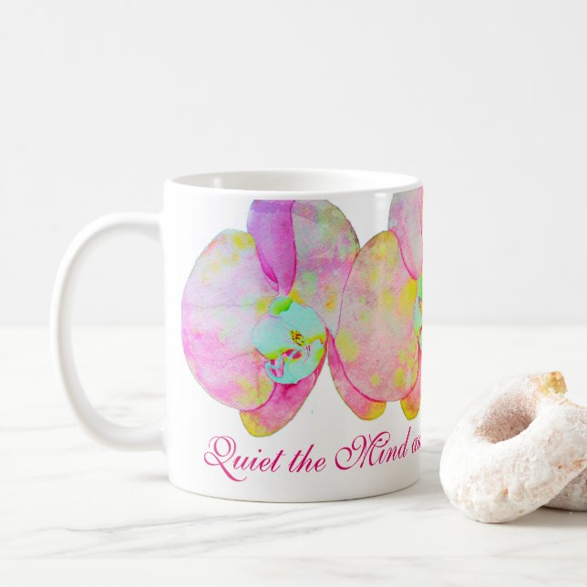 Karibische Orchideen, tropische Blume Kaffeetasse (Mit Donut)