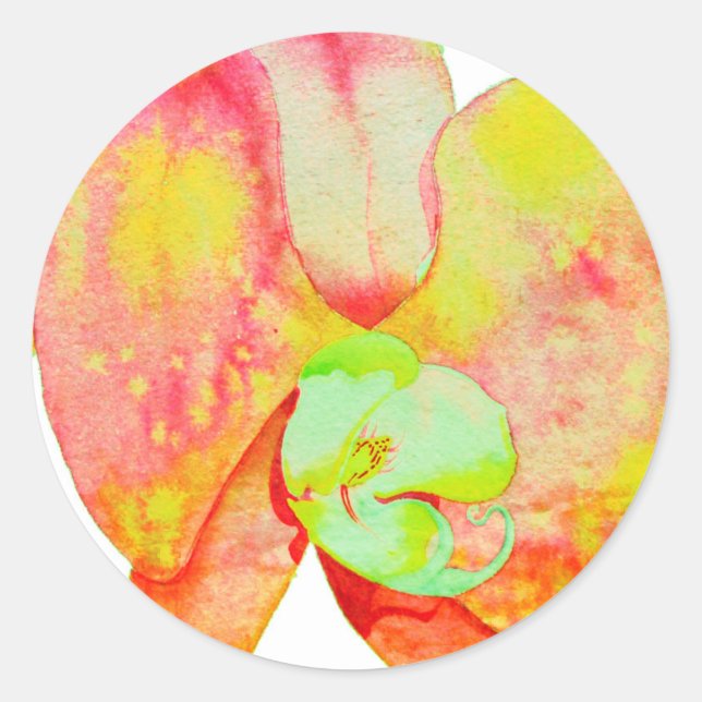 Karibische Orchideen, tropische Blume Runder Aufkleber (Vorderseite)