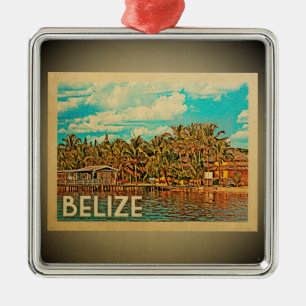 Karibische Verzierungs-Vintage Reise Belizes Silbernes Ornament