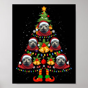 Karibischer Mönch Siegel Hund Weihnachtsmannmütze Poster