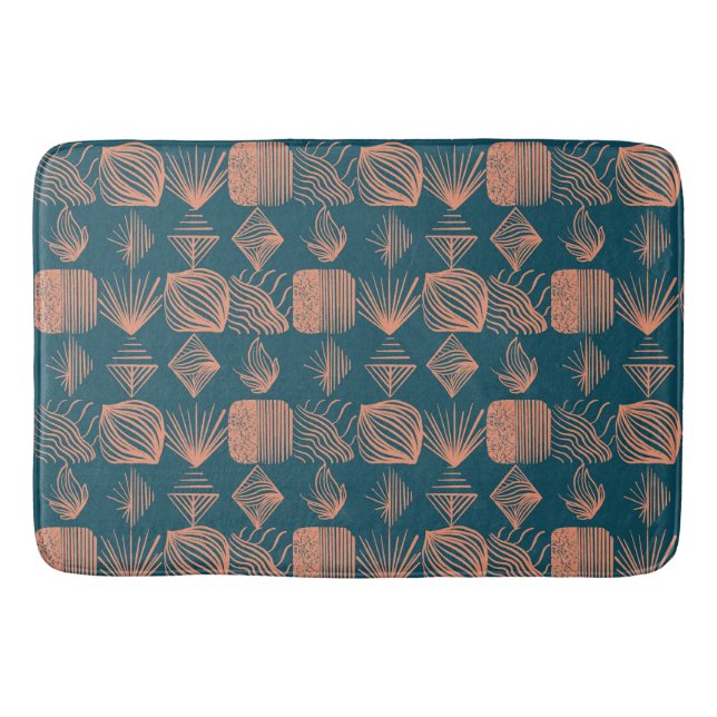 Karibischer Stammbaum: Aquamarin, Coral Throw Badematte (Vorderseite)