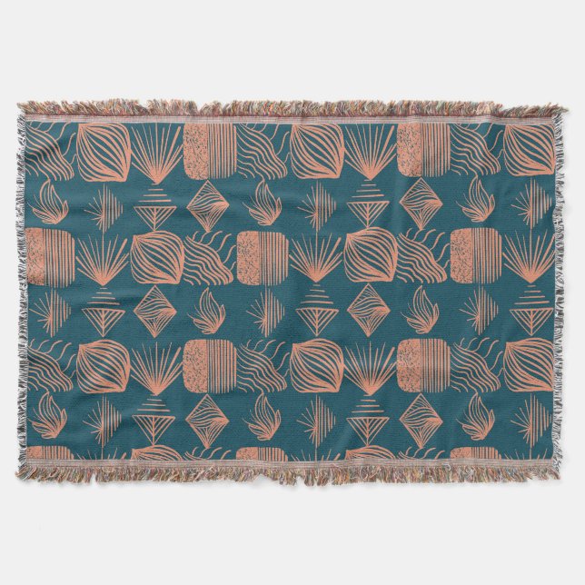 Karibischer Stammbaum: Aquamarin, Coral Throw Decke (Vorderseite)