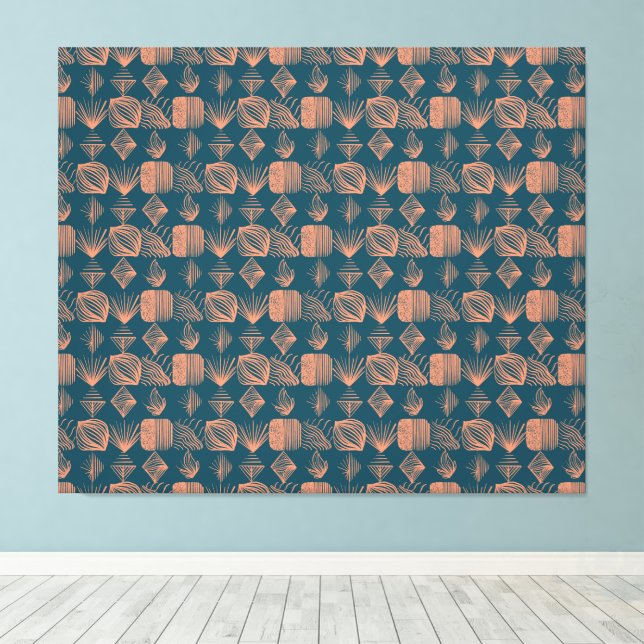 Karibischer Stammbaum: Aquamarin, Coral Throw Leinwanddruck (Insitu (Holzboden))