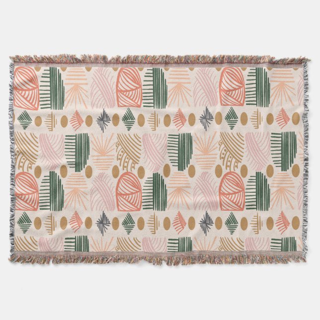 Karibischer Stammbaum: Boho Dark Green, Pink Decke (Vorderseite)