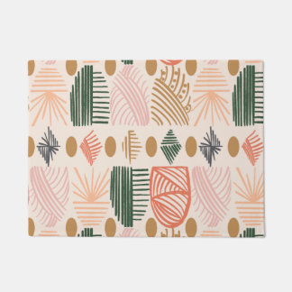 Karibischer Stammbaum: Boho Dark Green, Pink Fußmatte