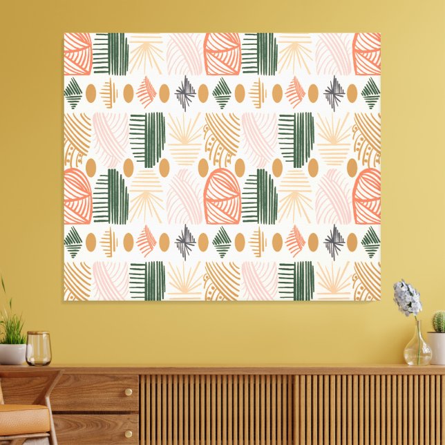 Karibischer Stammbaum: Boho Dark Green, Pink Leinwanddruck (Insitu (Wohnzimmer))
