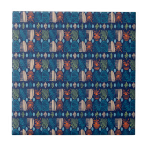 Karibischer Stammbaum: Festliches Blau, Orange Fliese
