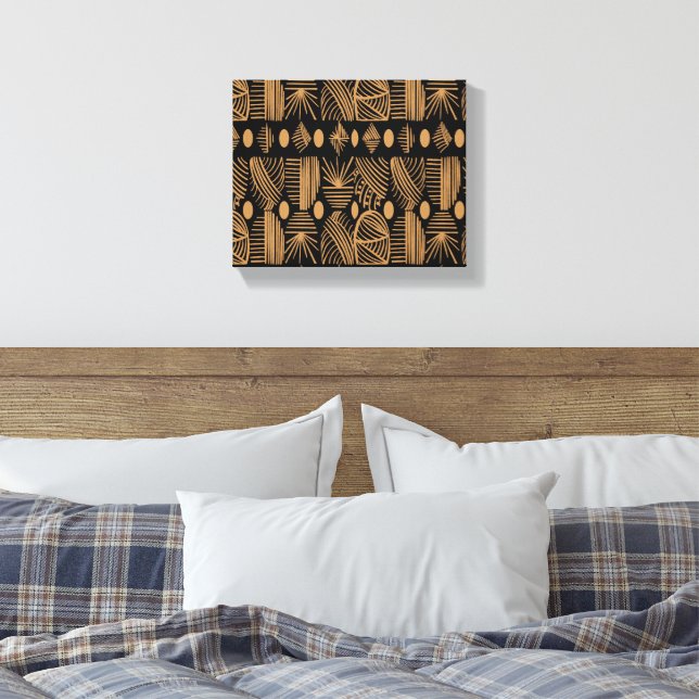 Karibischer Stammbaum: Schwarz, Gold Leinwanddruck (Insitu (Schlafzimmer))