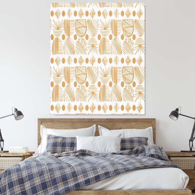 Karibischer Stammbaum: Weiß, Gold Leinwanddruck (Insitu (Schlafzimmer))